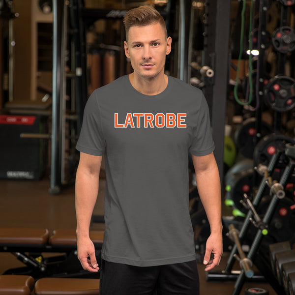 Latrobe in Orange Lettering and White Outline T-Shirt